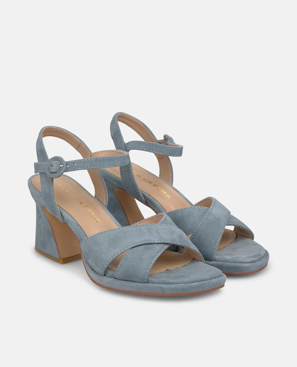 Alma en Pena V262403 sandales bleu cuir talon 8,5 cm