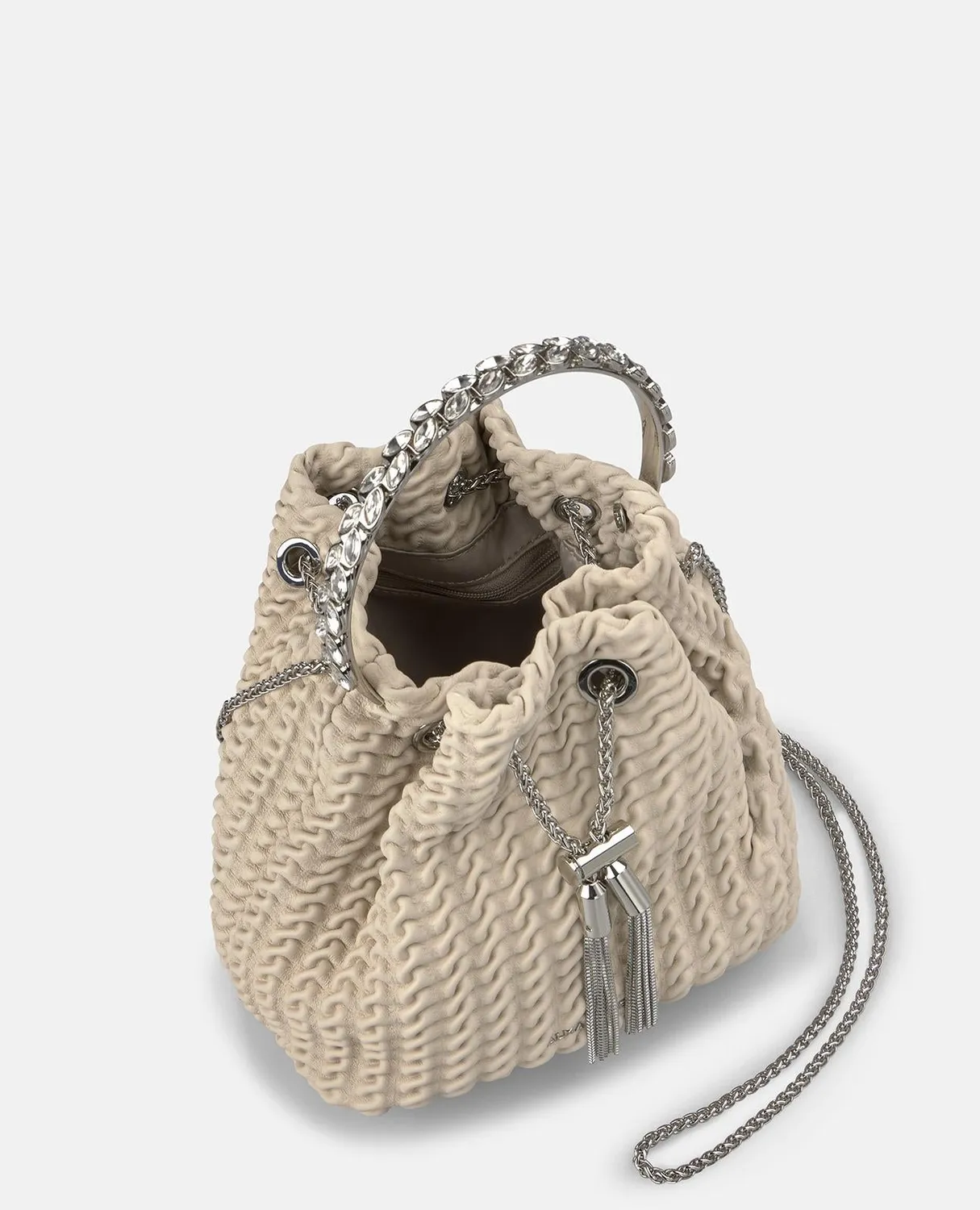 Alma en Pena V26BG057 sac seau cuir gris relief