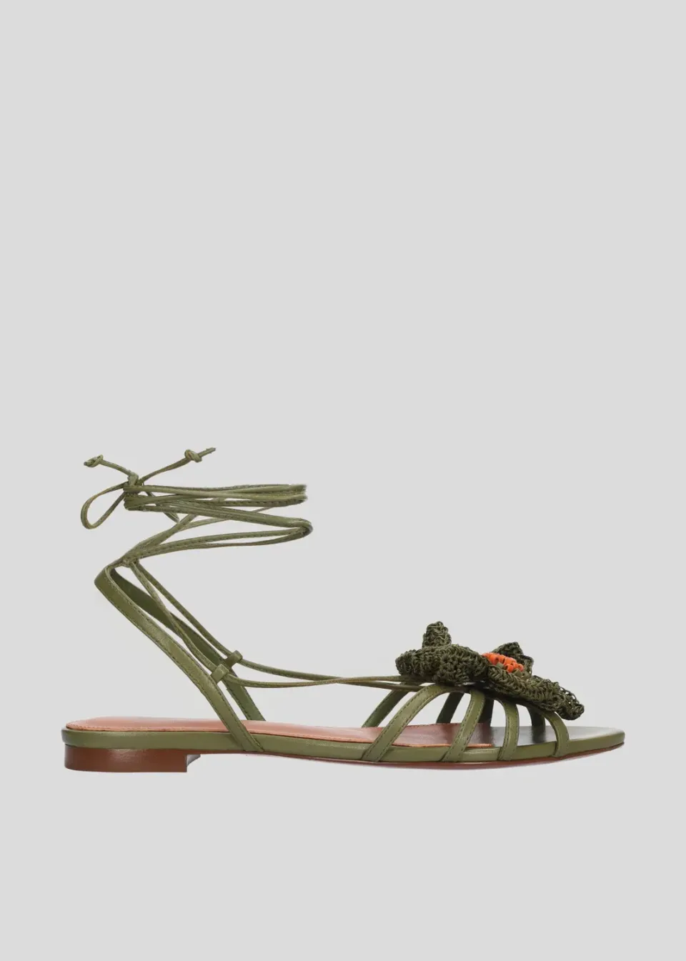 Lola Cruz Jazmin Flat Sandal sandales plates kaki sans talon