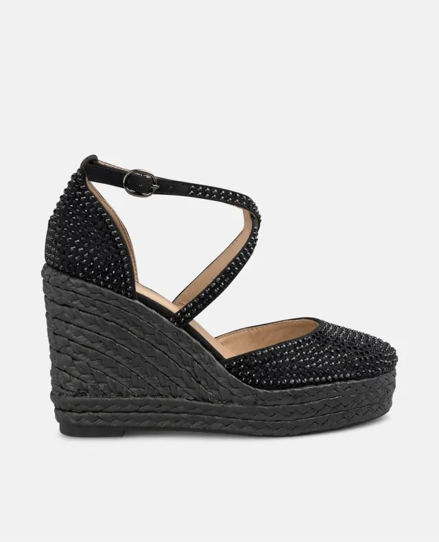 Alma en Pena V2551002 compensées noires strass talon 9,8 cm