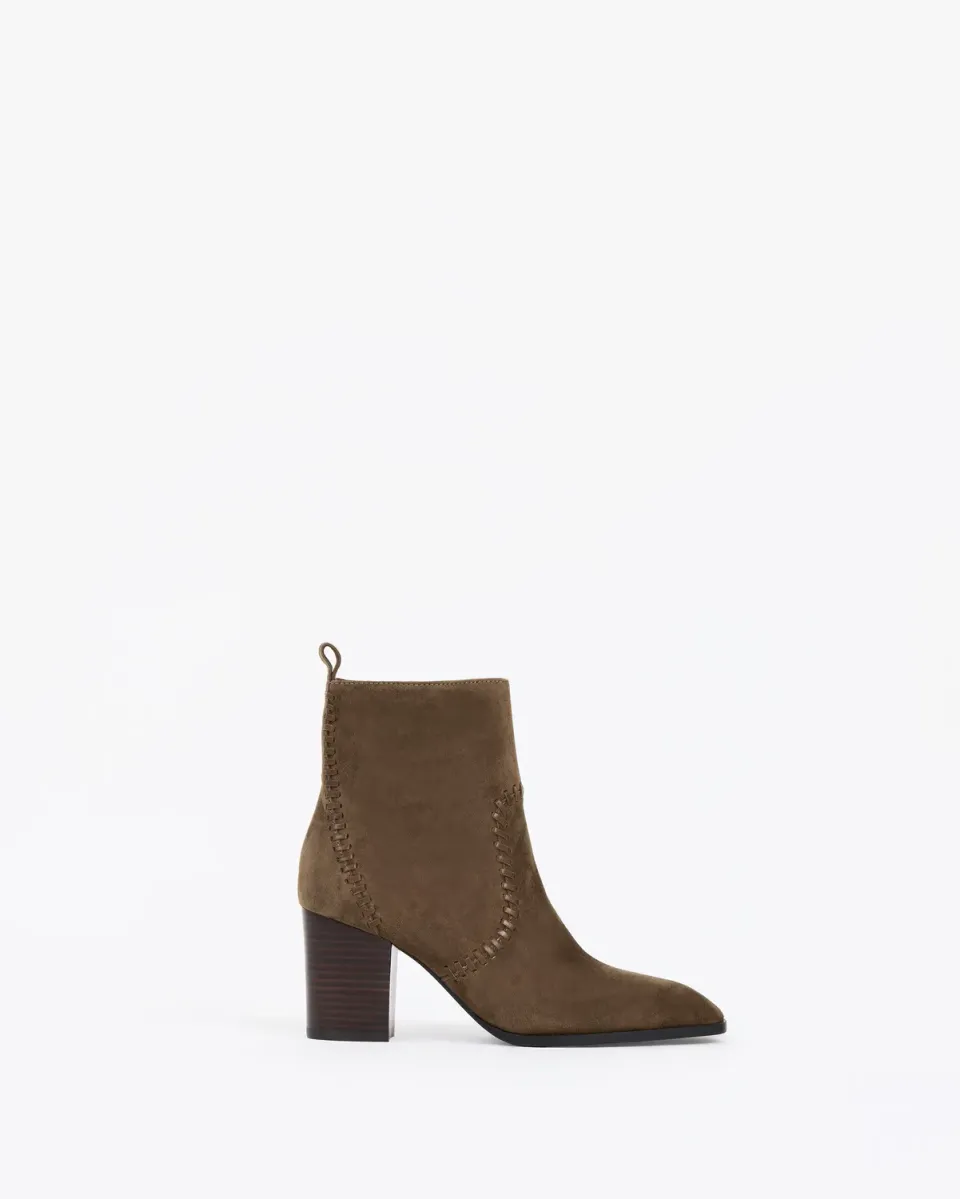 Mi/Mai Marcia Brown bottines daim marron talon bloc