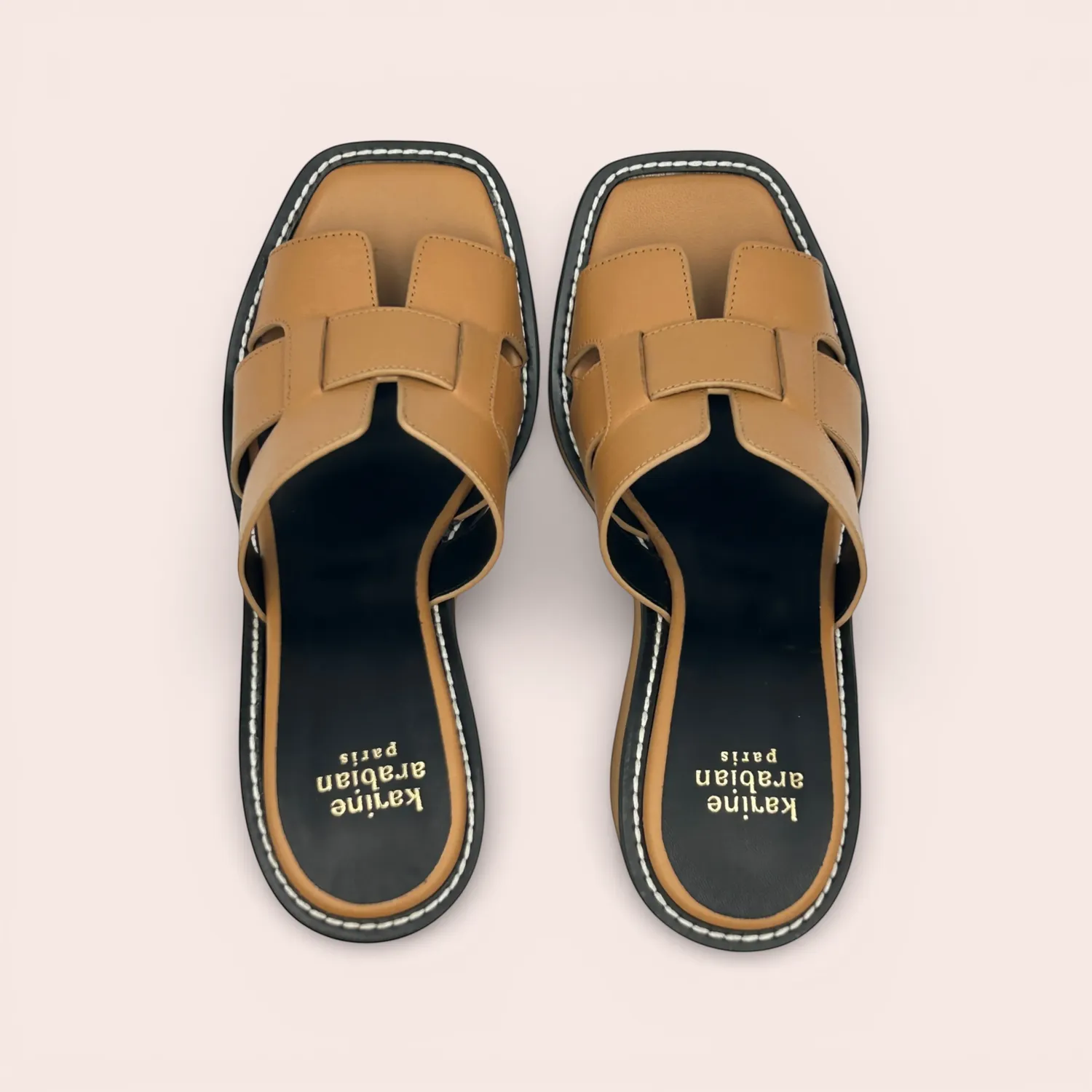 Karine Arabian Cleya mule cuir camel compensée