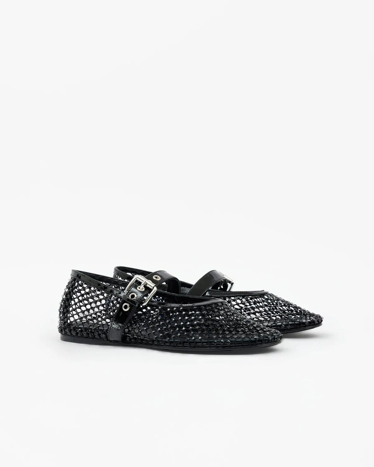 Mi/Mai Romy Black Crystals ballerines résille noire strass