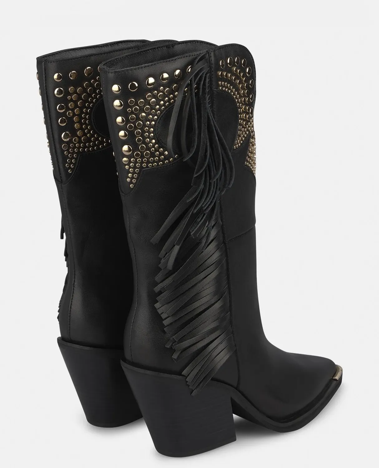 Alma en Pena I260716 bottes cowboy noires cuir cloutées