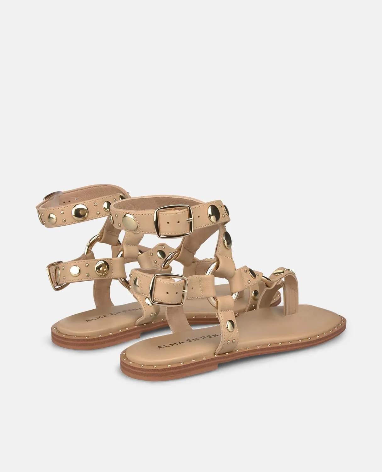 Alma en Pena V268211 sandales plates sable cuir napa 1 cm