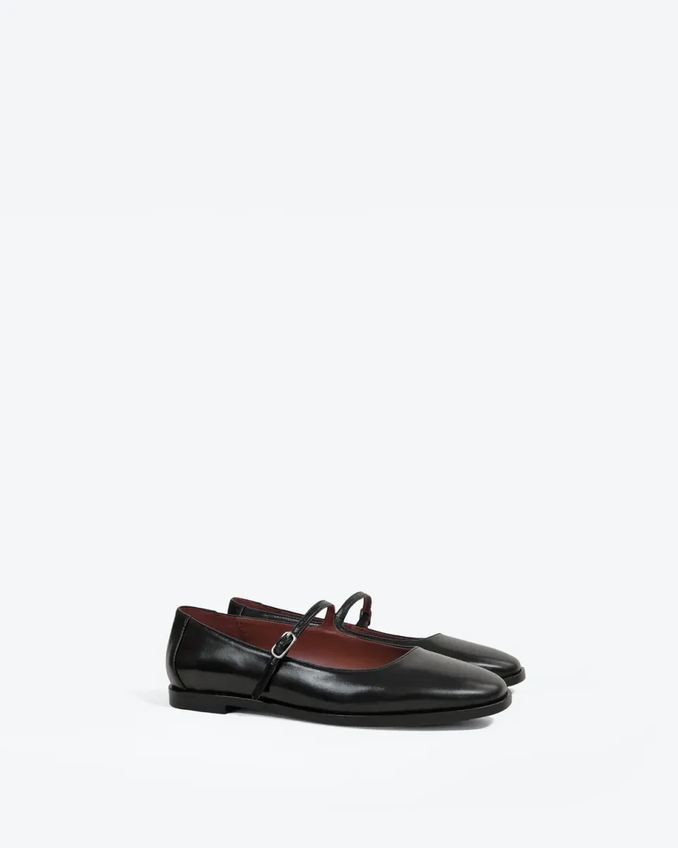 Mi/Mai Caruso Black ballerines noires cuir glossy