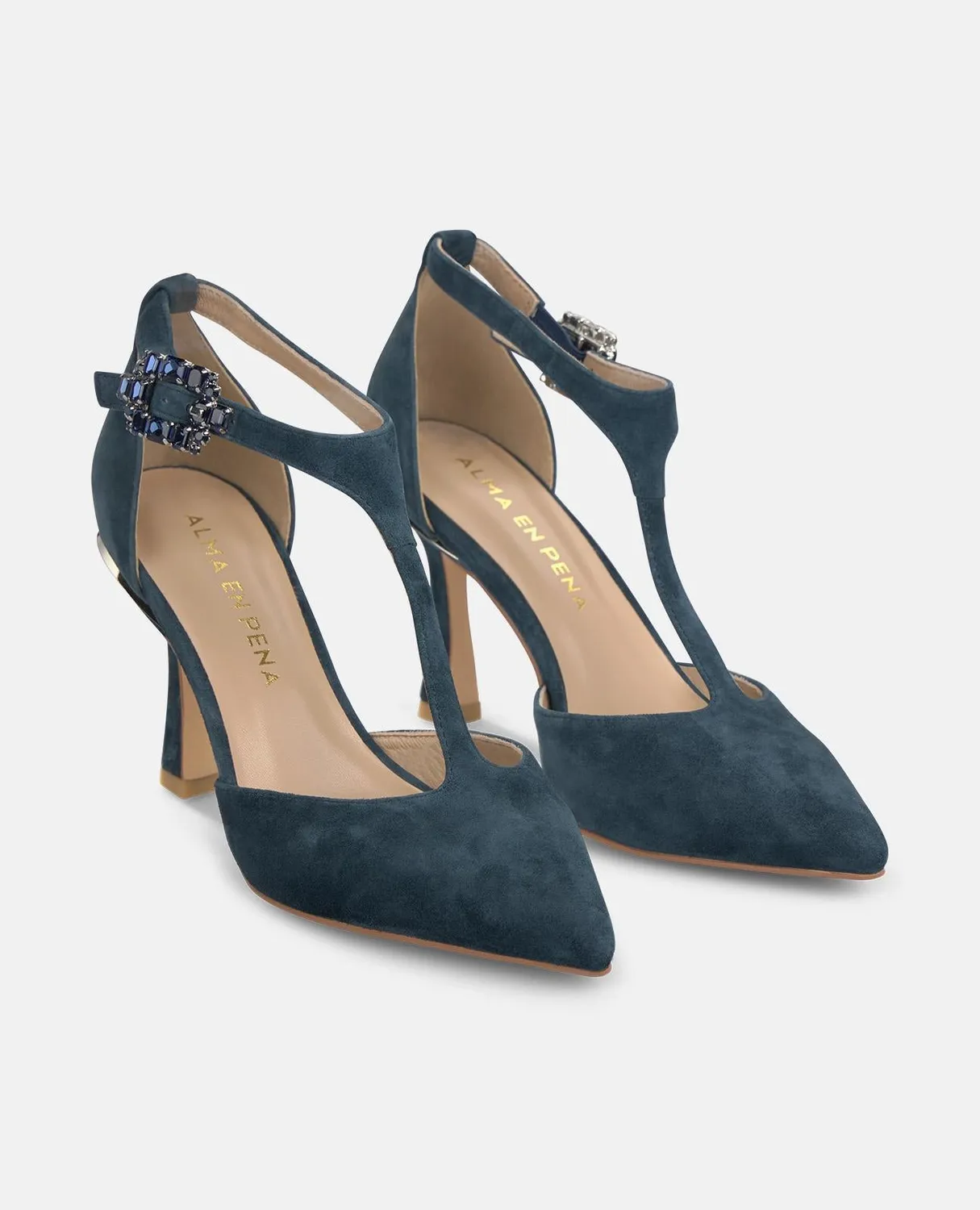 Alma en Pena V262006 escarpins cuir bleu 9 cm