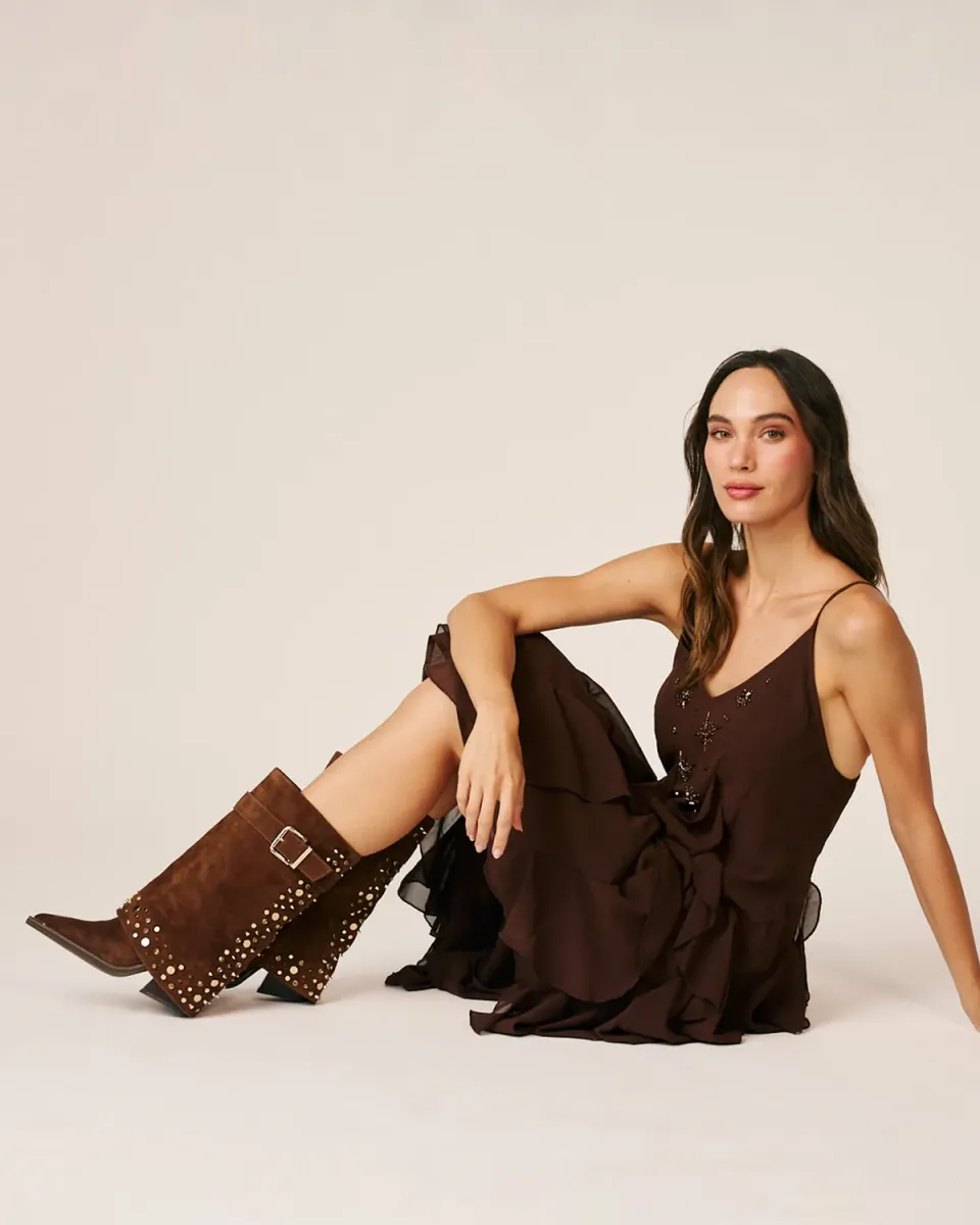Alma en Pena I260724 bottes camel daim 8 cm