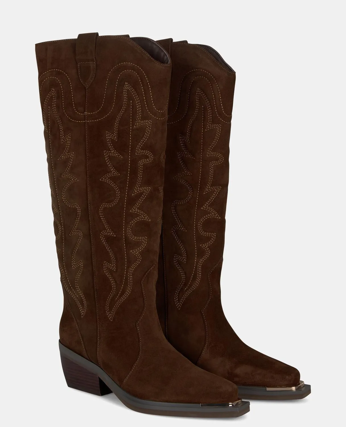 Alma en Pena I240707 bottes camel brodées 6 cm