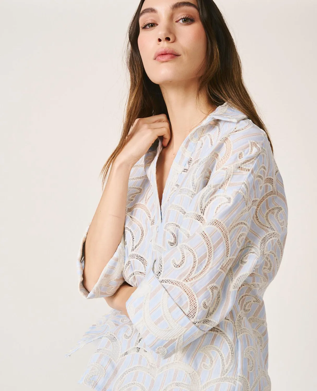 Alma en Pena V26CL0415 chemise rayée bleue