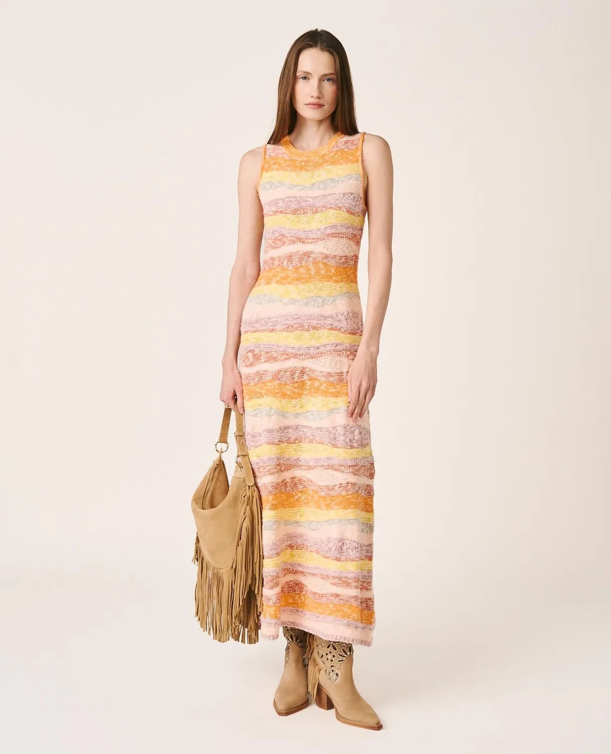 Alma en Pena V26CL0206 robe maille midi orange