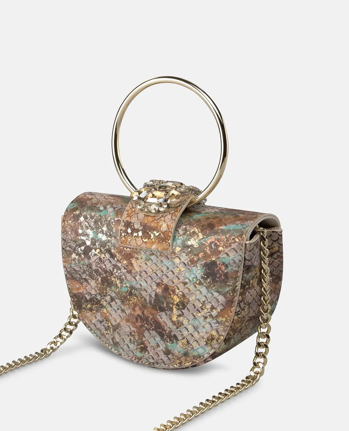 Alma en Pena BG101 sac bandoulière cuir camel serpent