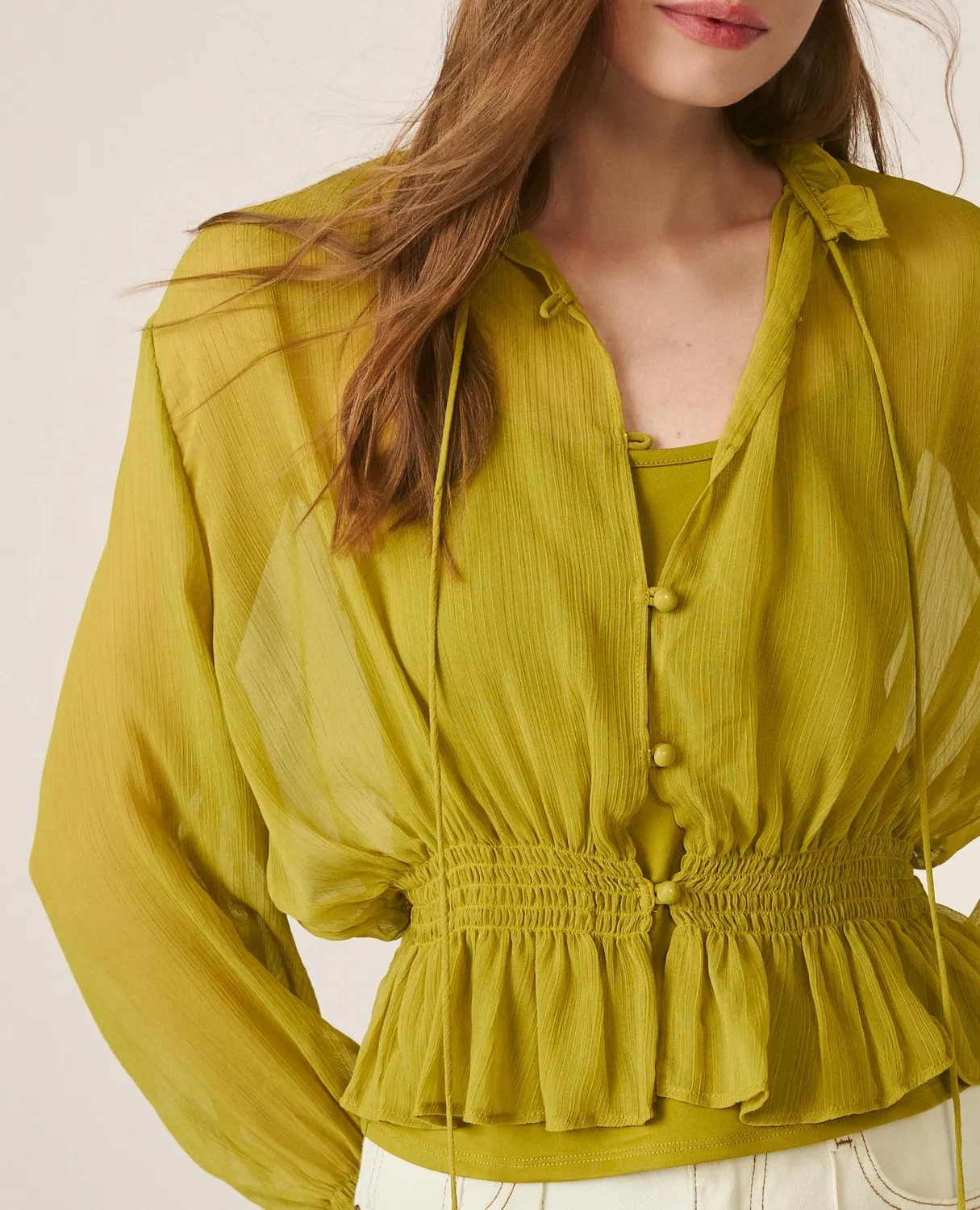 Alma en Pena V26CL0500 blouse verte manches longues