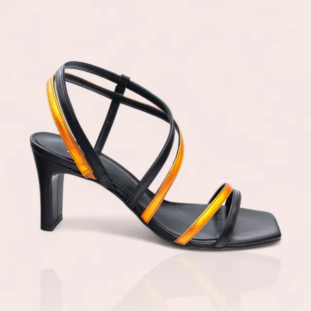 Karine Arabian Abigail sandale cuir noir talon 70mm