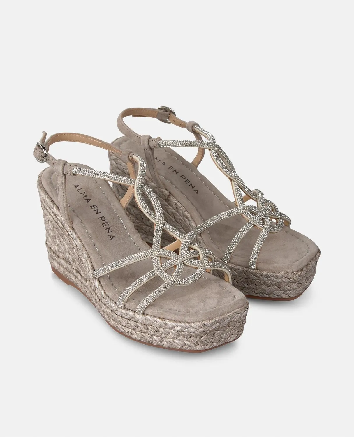 Alma en Pena V2551273 sandales compensées taupe strass talon 9,8 cm