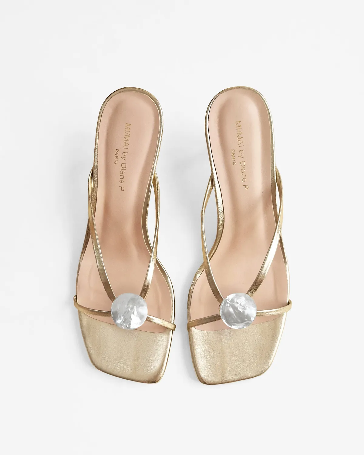 Mi/Mai Lagos Gold mules cuir doré accessoires
