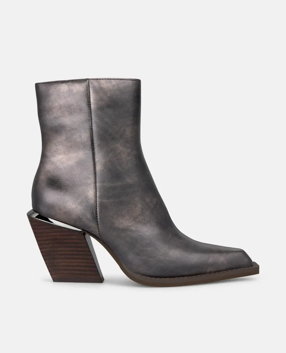 Alma en Pena I260750 bottines cuir argenté talon 8 cm