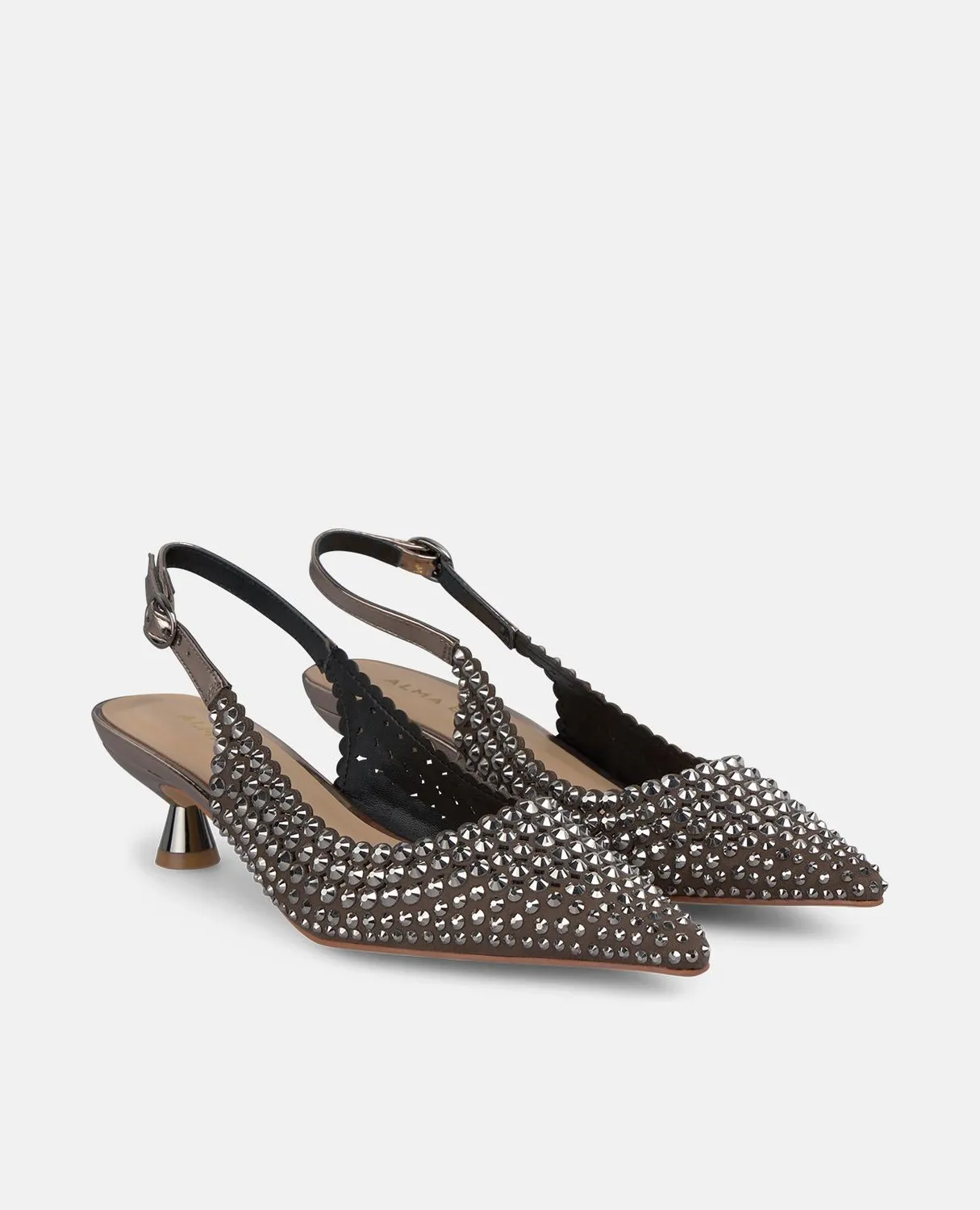 Alma en Pena I250531 escarpins argenté strass talon 4,5 cm