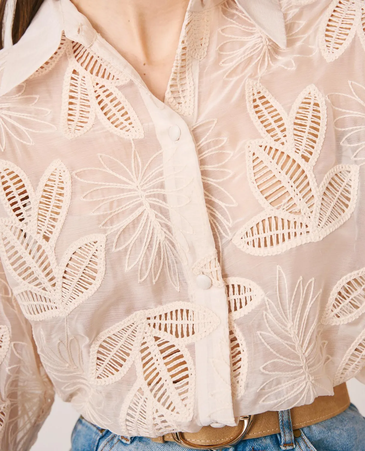 Alma en Pena V26CL0405 chemise floral beige