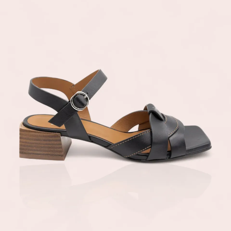 Karine Arabian Elmira sandale cuir noir 50 mm