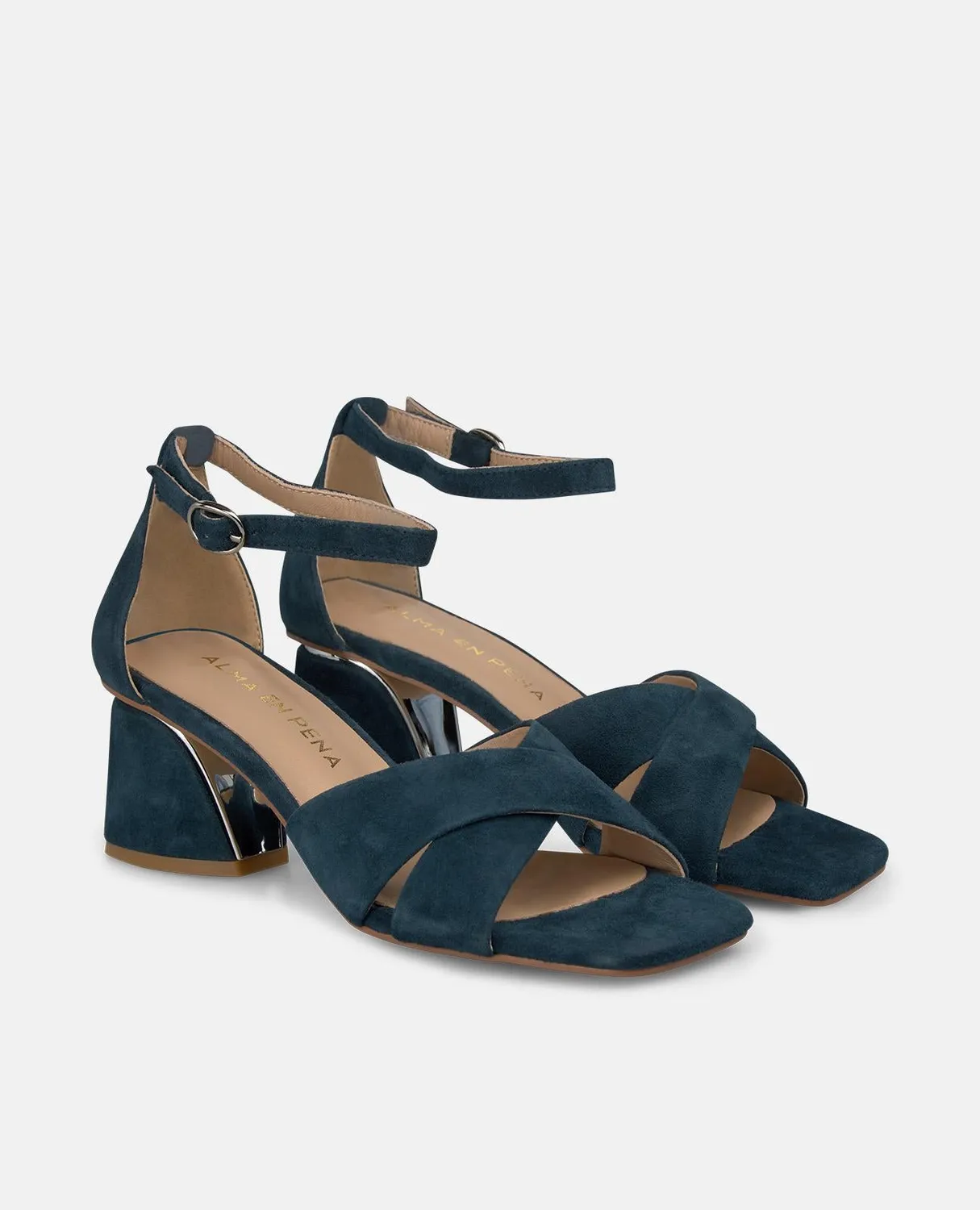 Alma en Pena V263002 sandales cuir bleu talon 5,5 cm