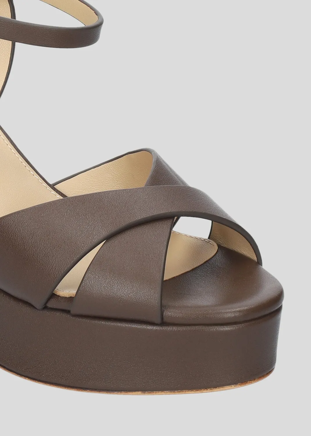 Lola Cruz Aria Platform 95 sandales à talons marron cuir
