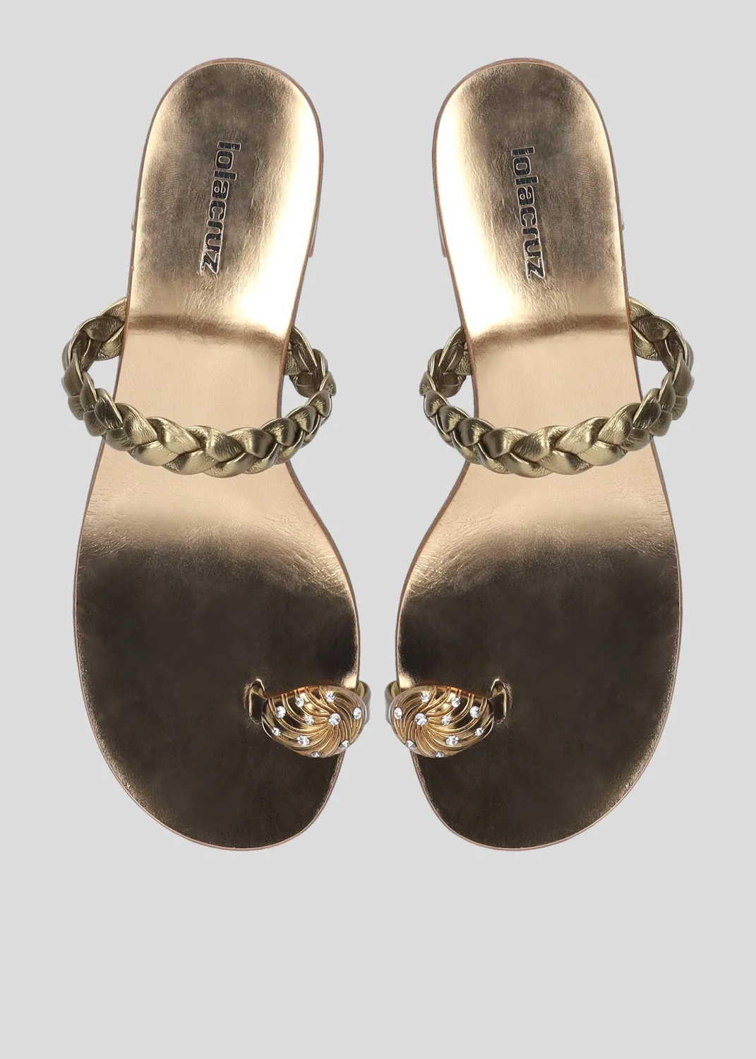 Lola Cruz Mona Sandal 30 sandales doré talon 3 cm