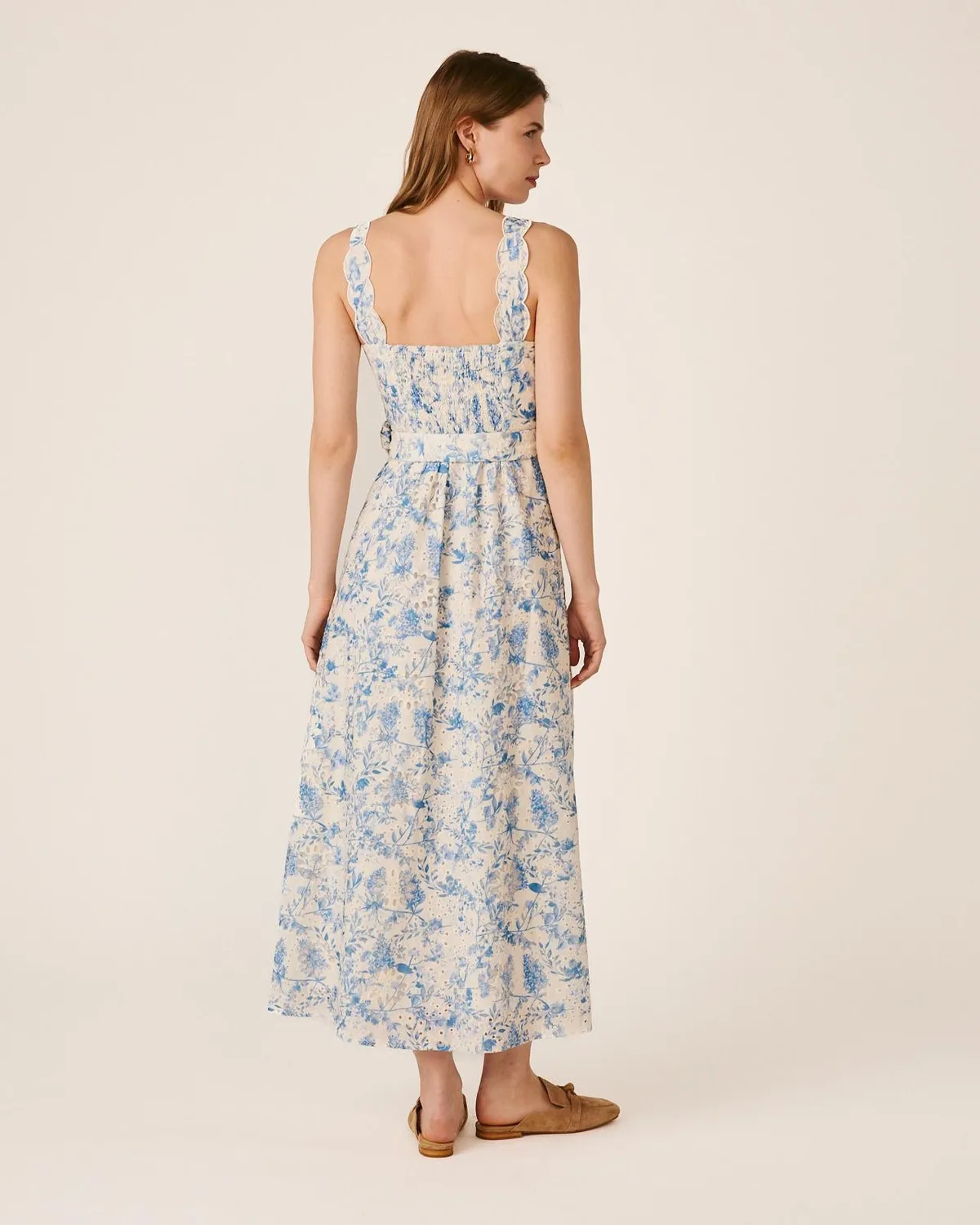 Alma en Pena V26CL0213 robe longue fleurie bleue polyester