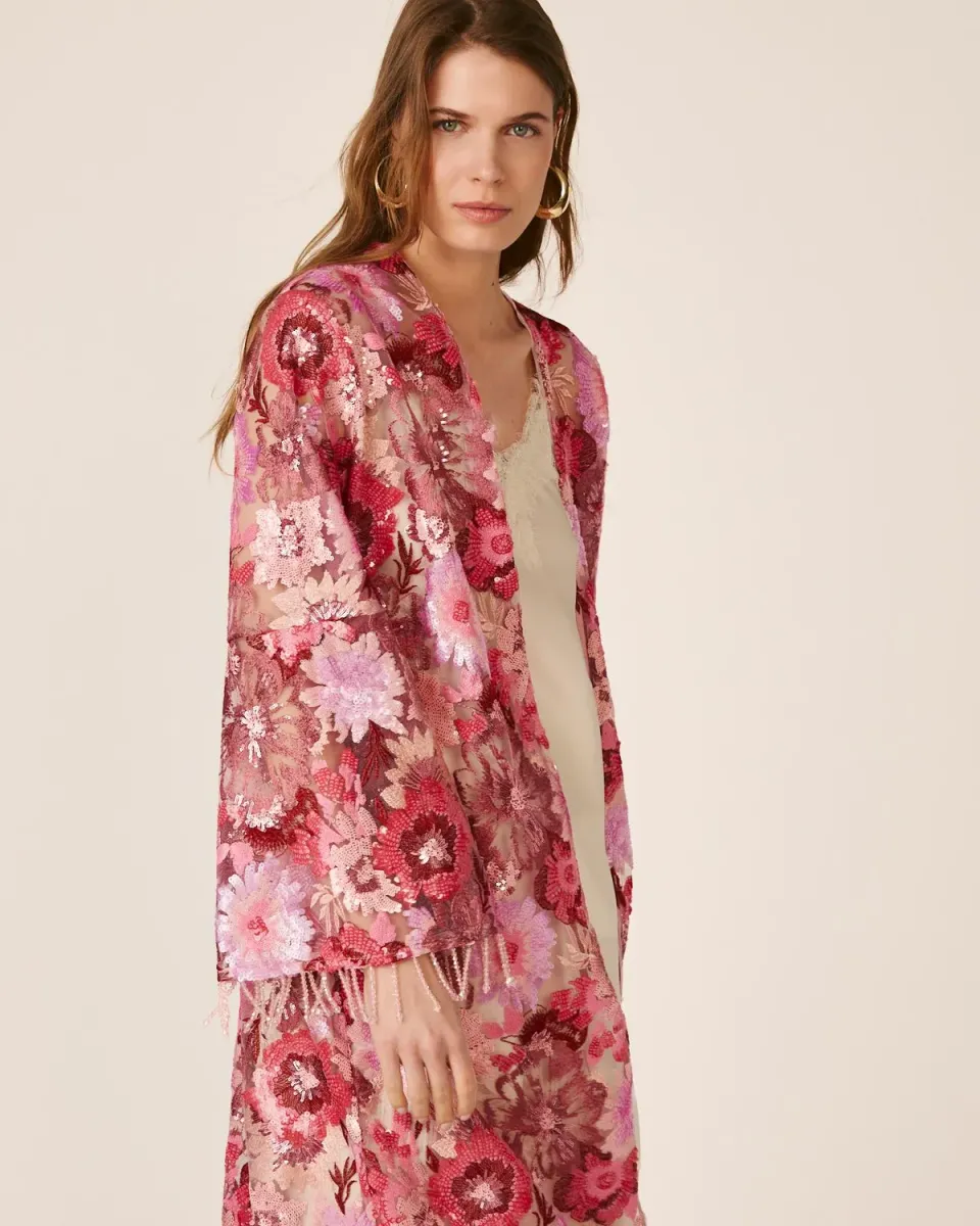 Alma en Pena V26CL1302 caftan floral fuchsia