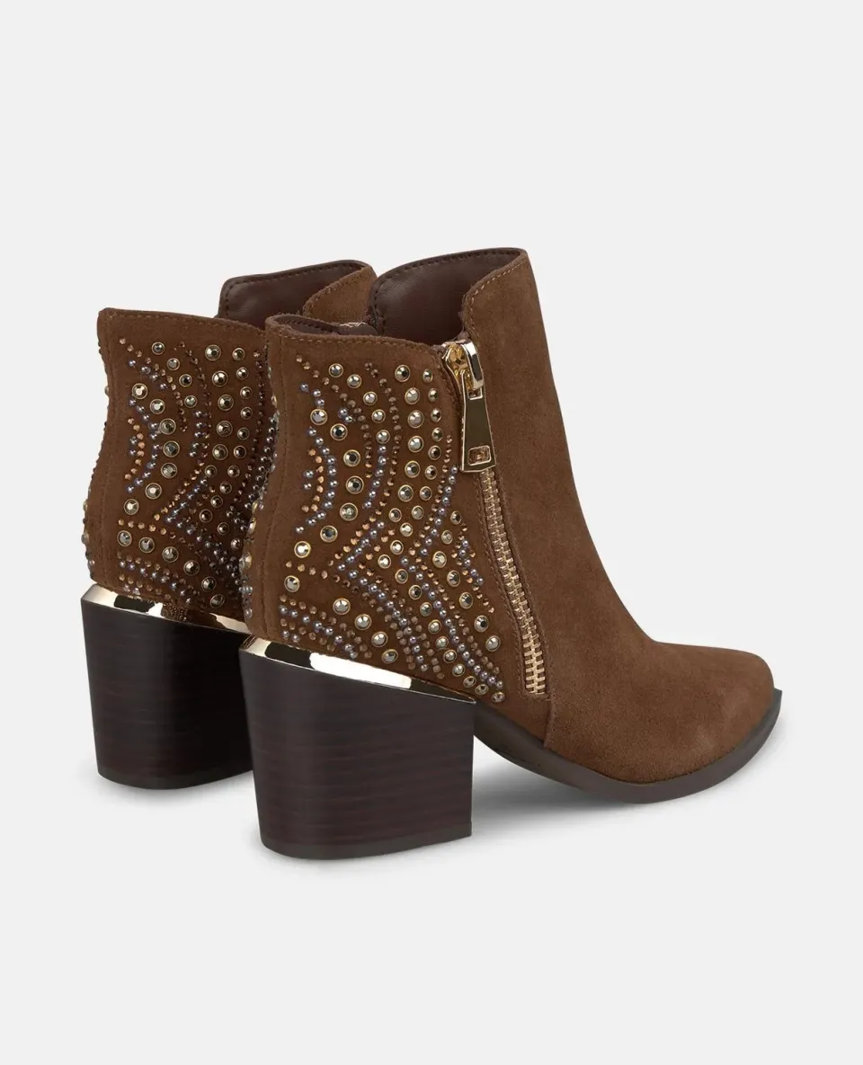 Alma en Pena I2553000 bottines camel strass talon 7,3 cm