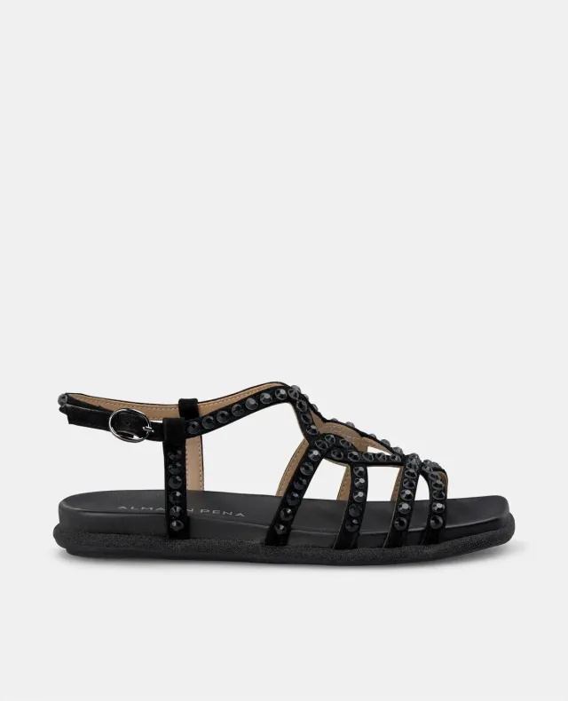 Alma en Pena V2551600 sandales plates cuir noir 2 cm
