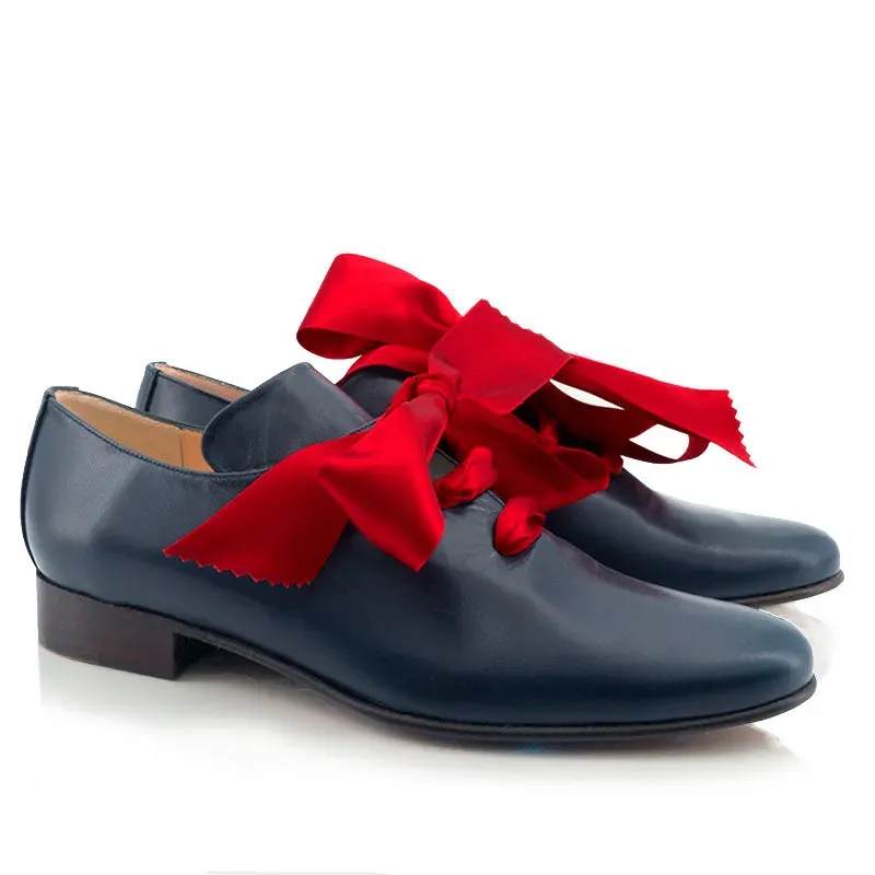 Bégum Paris Phénix soulier cuir bleu marine plat