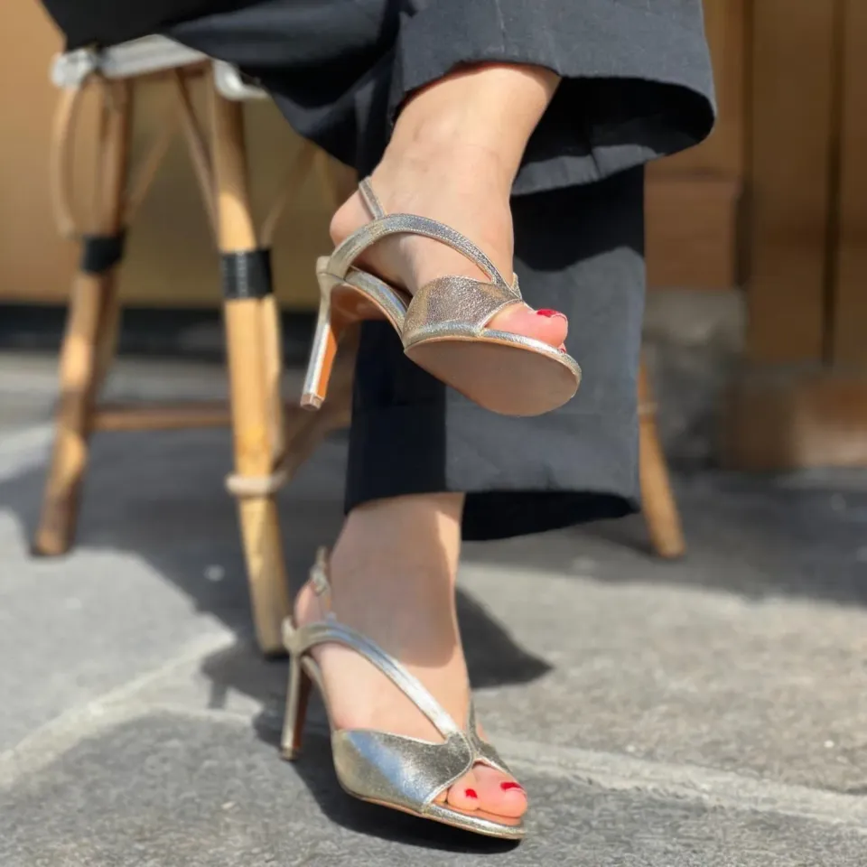Karine Arabian Yelena sandale champagne cuir 65 mm