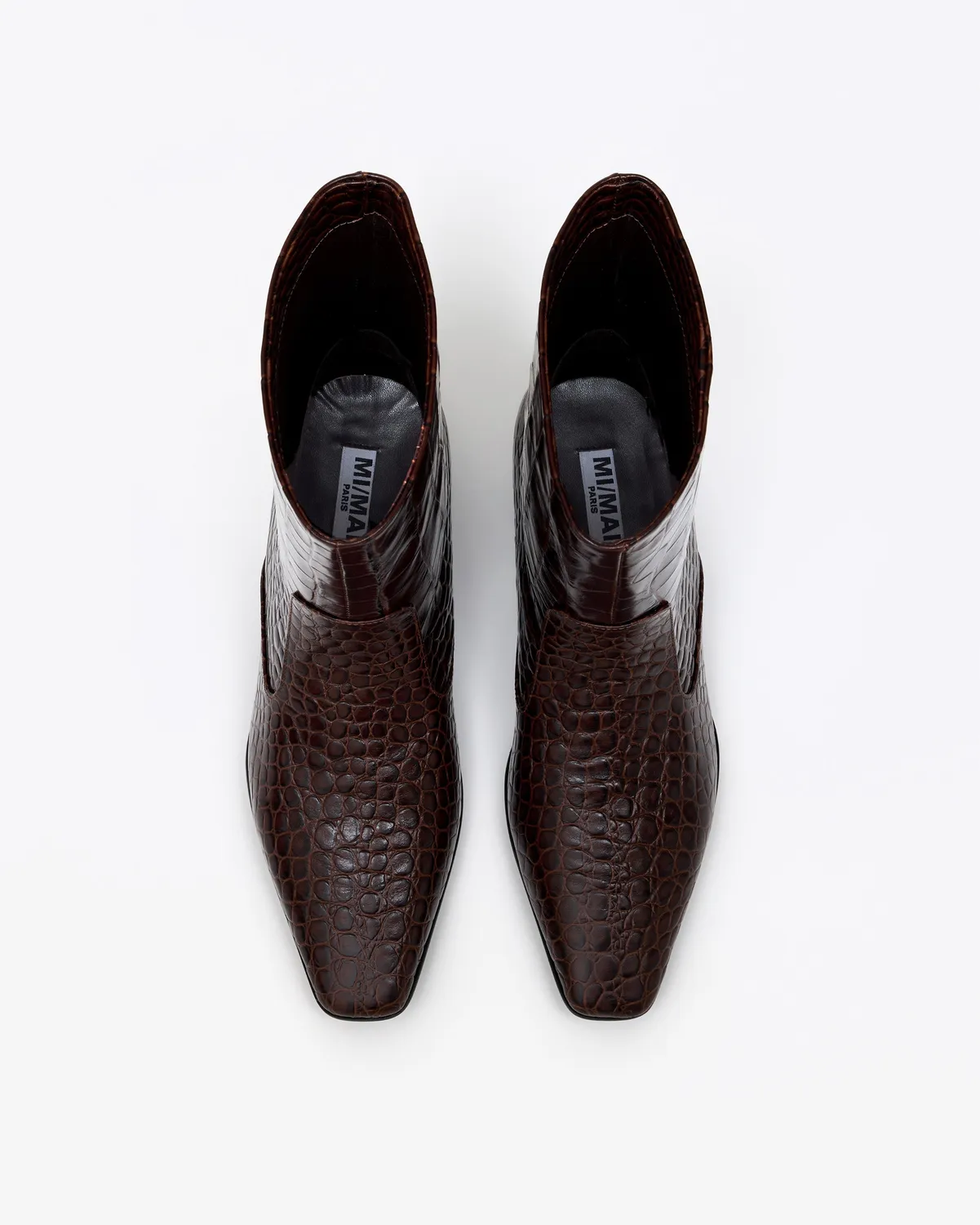 Mi/Mai Tamy Chocolate Croc bottines cuir croco
