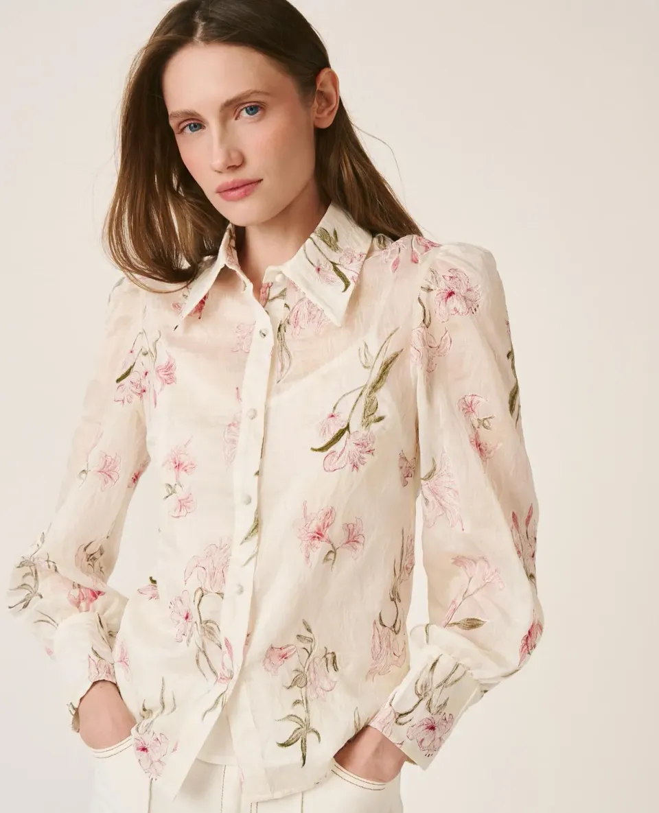 Alma en Pena V26CL0414 chemise blanche brodée Tencel