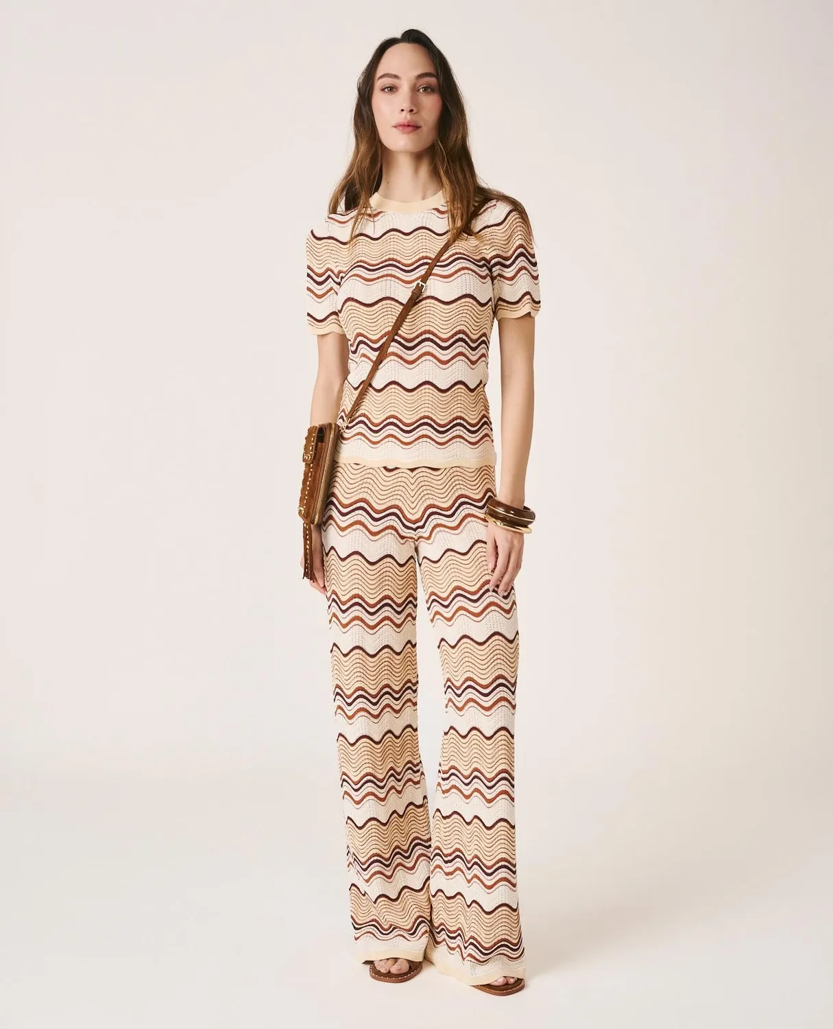 Alma en Pena V26CL1600 pantalon maille caramel straight