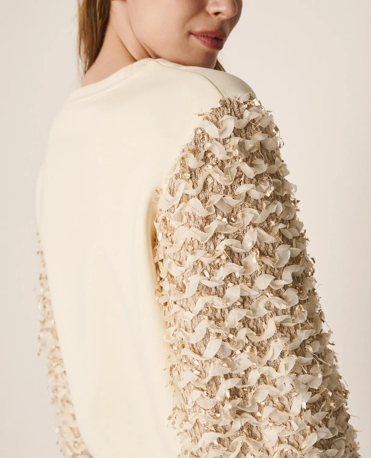 Alma en Pena V26CL0900 sweat blanc manches bouffantes