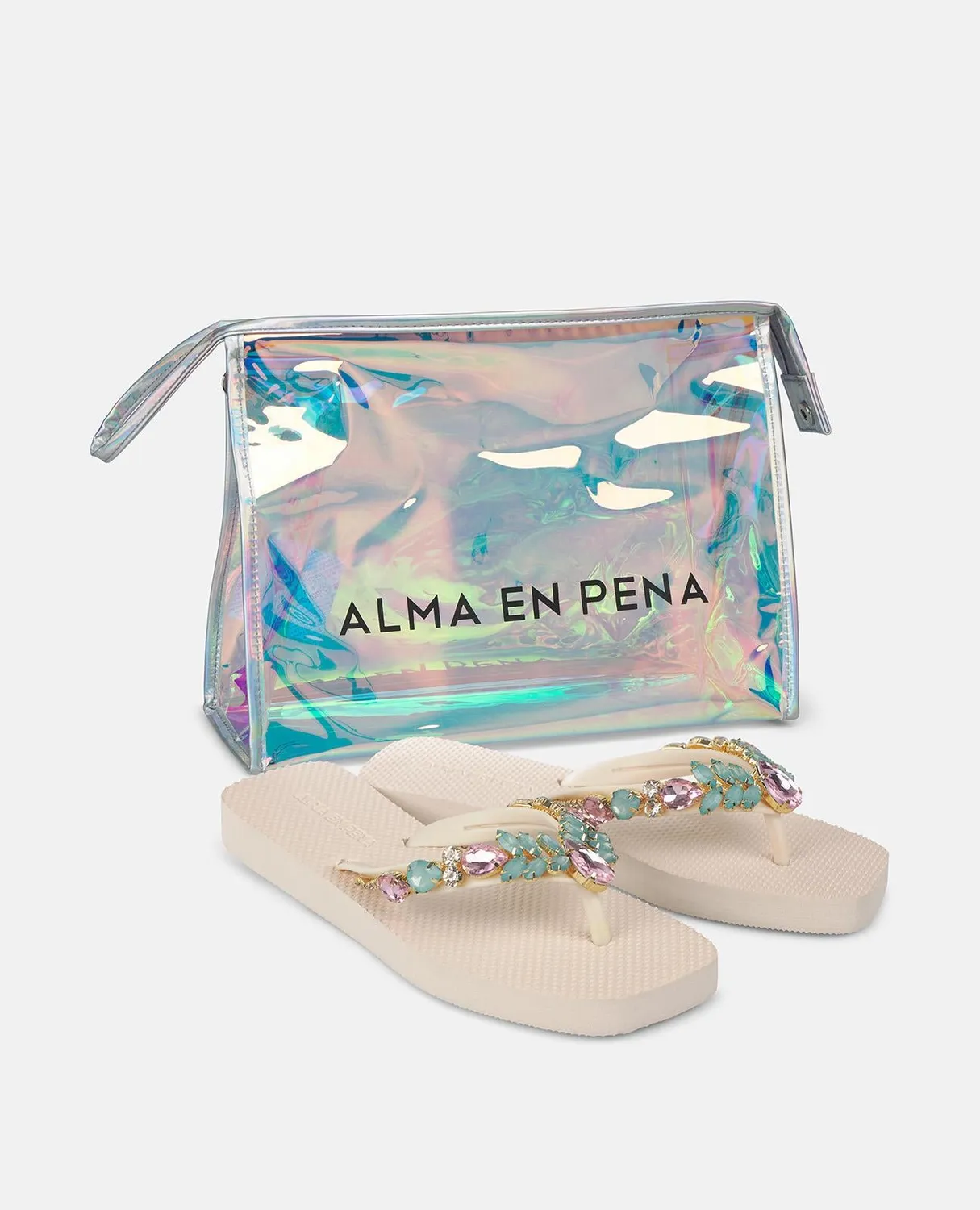 Alma en Pena V251990 tongs strass blanc semelle 1,5 cm