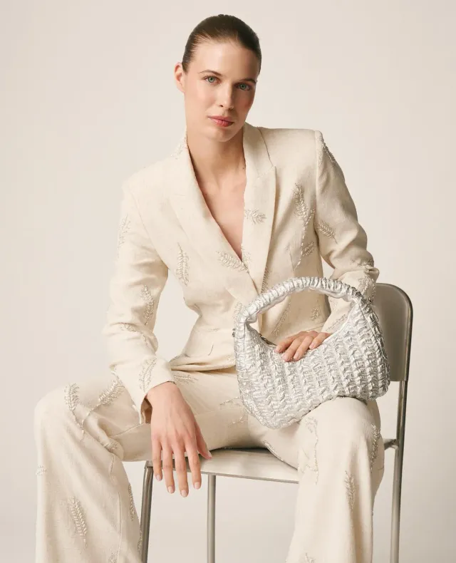Alma en Pena V26BG024 sac bandoulière argent relief cuir