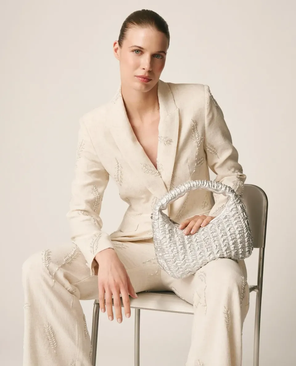 Alma en Pena V26BG024 sac bandoulière argent relief cuir