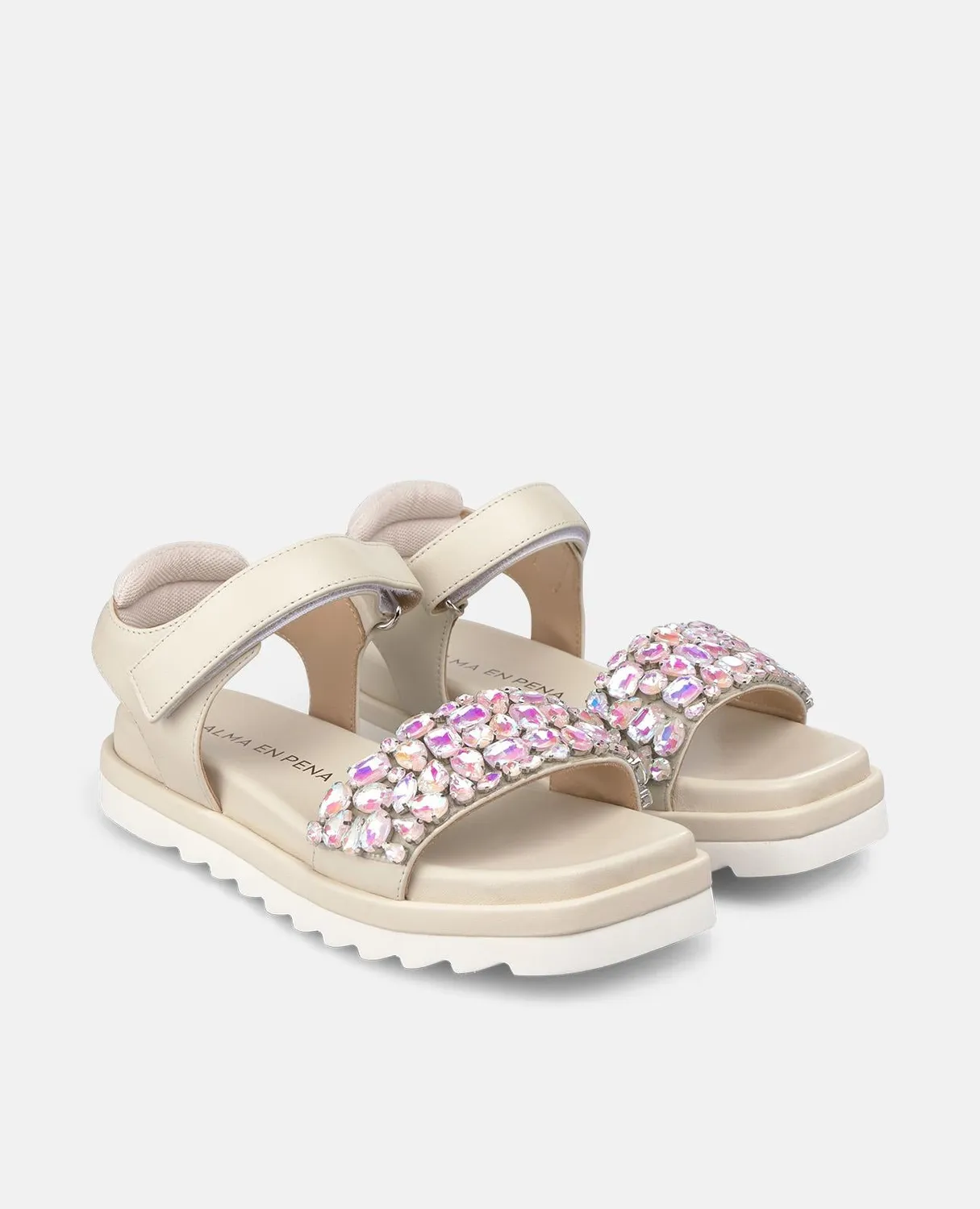 Alma en Pena V251803 sandales plates strass blanc