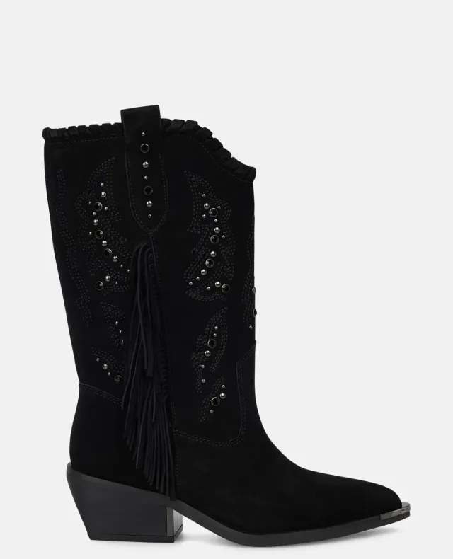 Alma en Pena I250901 bottes plates noires franges cuir
