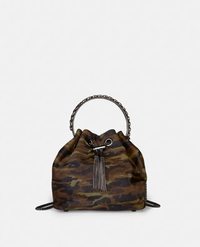 Alma en Pena BG110 sac seau cuir vert bandoulière