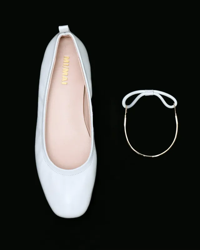 Mi/Mai Frida White ballerines chaîne dorée