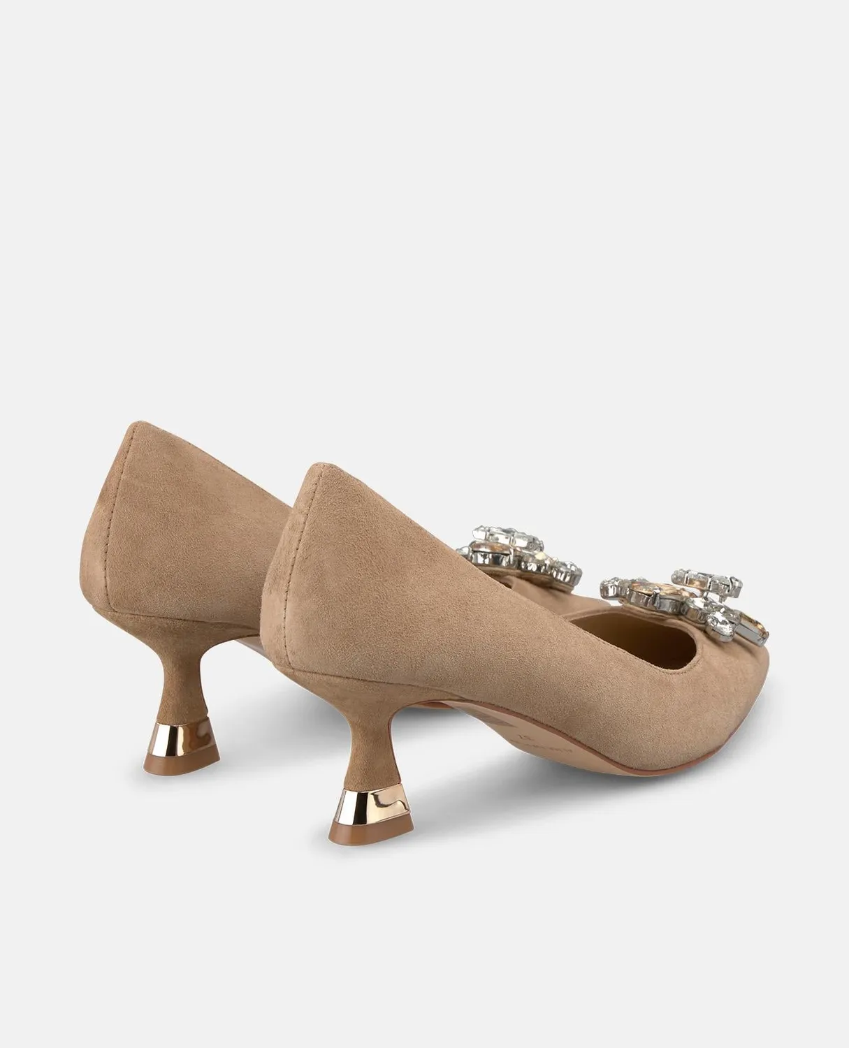 Alma en Pena I250518 Escarpin Camel Cuir Fleur Talon 6 cm