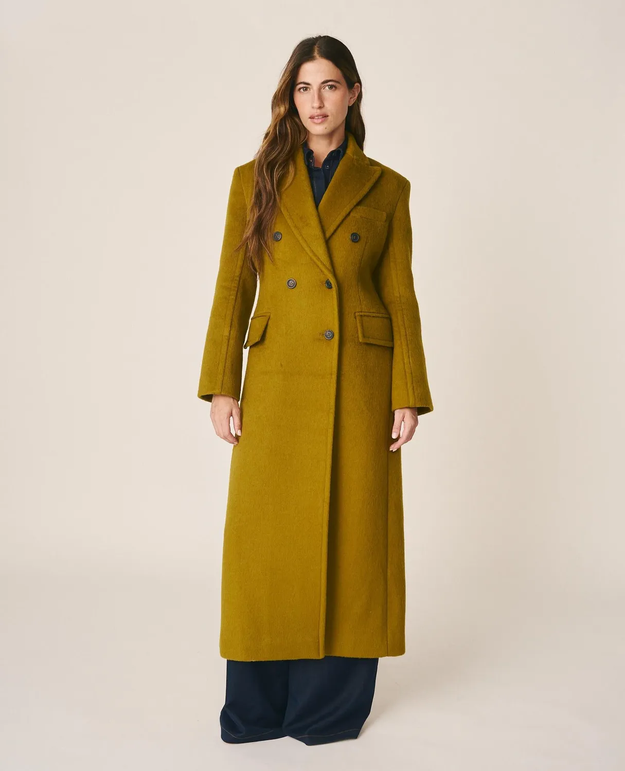 Alma en Pena I26CL1503 manteau long olive double