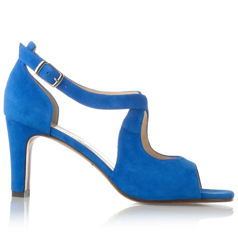 Bégum Paris Athènes sandale bleu velours talon 7 cm