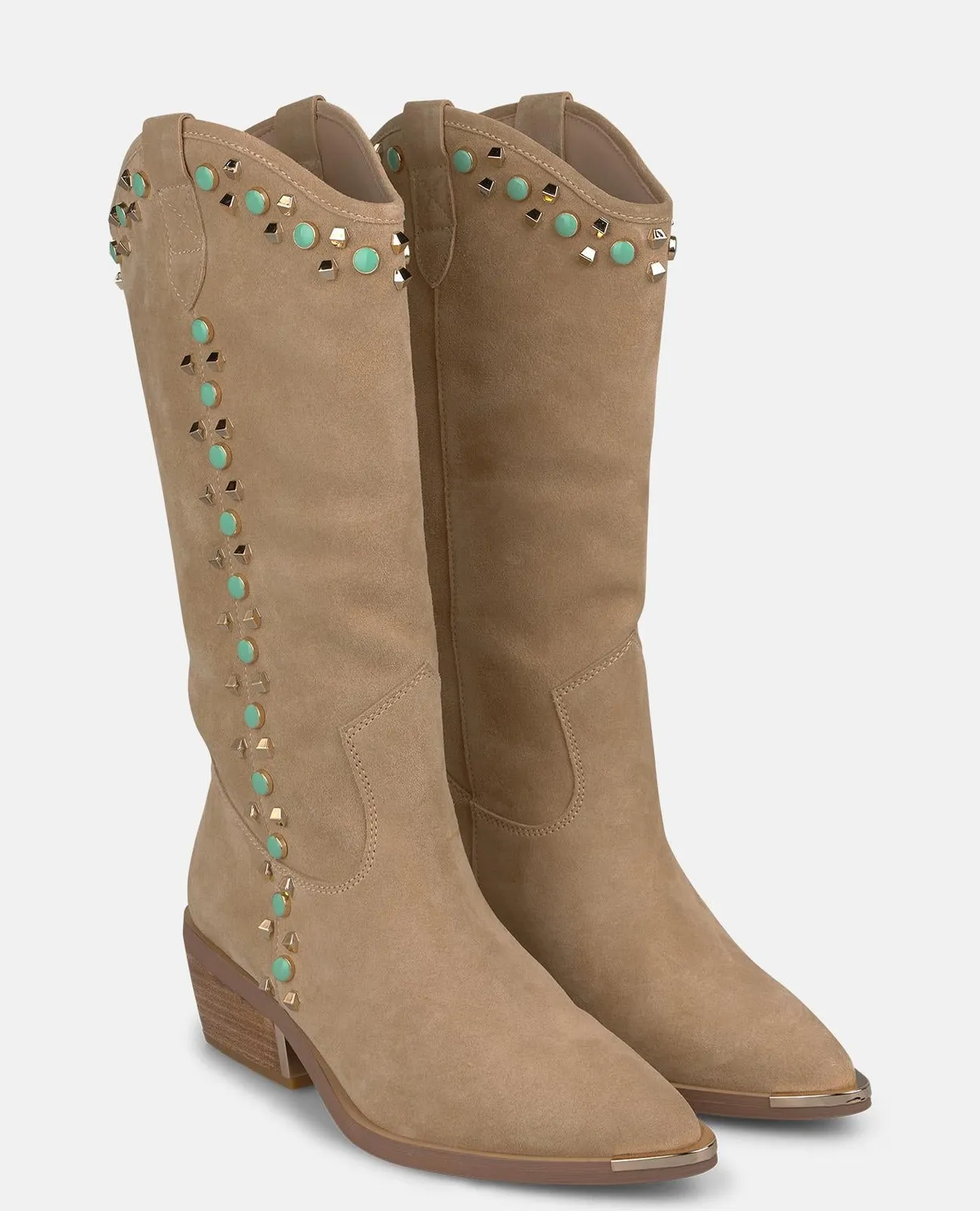 Alma en Pena I260557 bottes cowboy sable clous strass