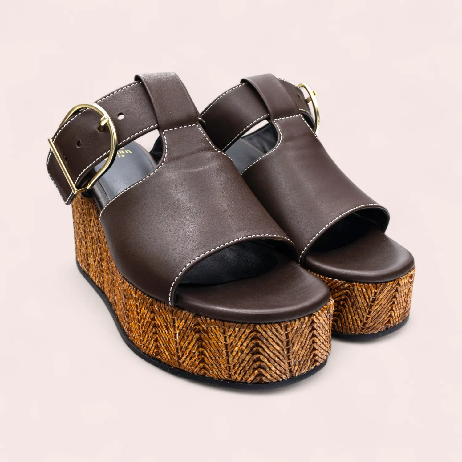 Karine Arabian Gerry mules compensées cuir 70 mm