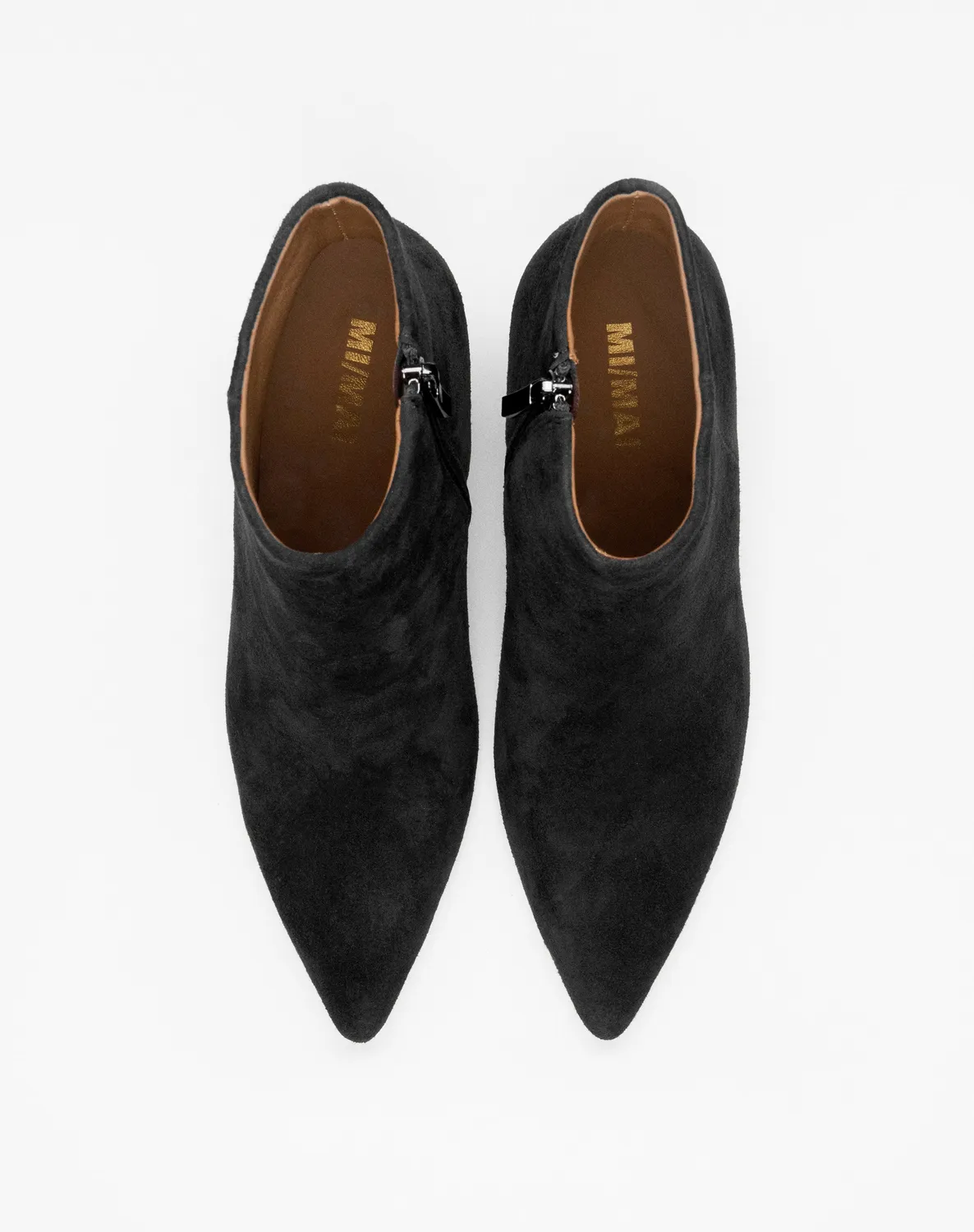 Mi/Mai Noura Black Suede bottines daim noir talon 8 cm
